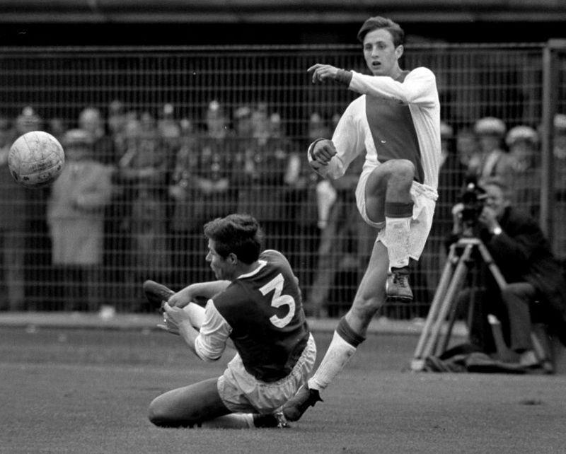 Cruyff seen here playing for Ajax against Feyenoord in 1967 